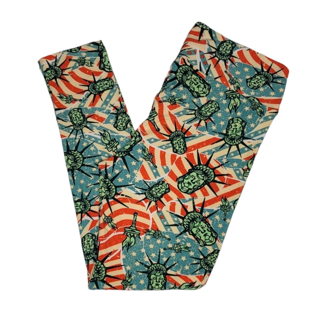 LuLaRoe Tall & Curvy Buttery Soft Leggings TC NWOT Lady Liberty Head American